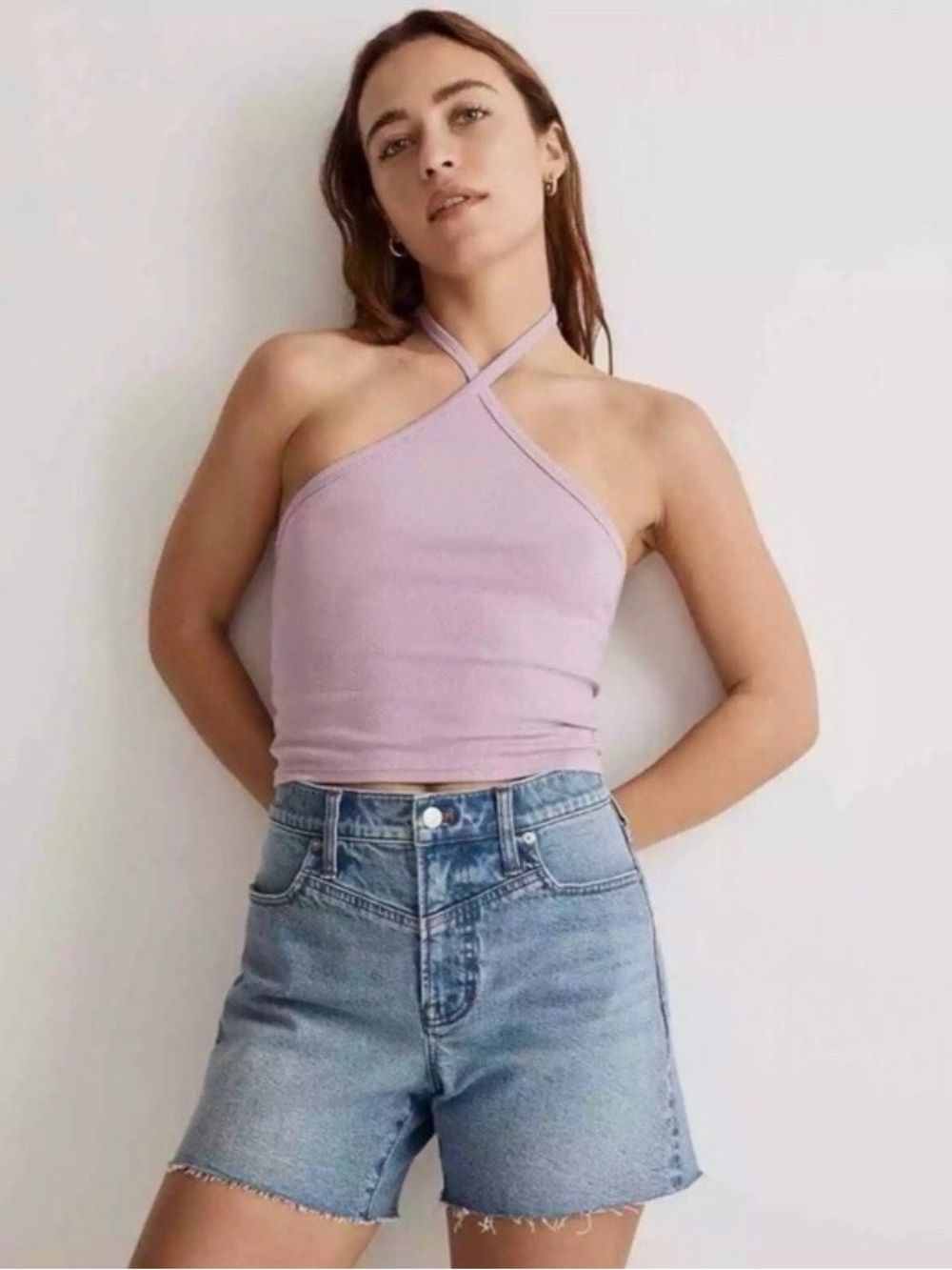 Madewell purple halter top medium m ribbed